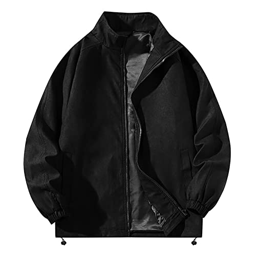 Veste bomber zippée homme noire coupe surdimensionnée rétro