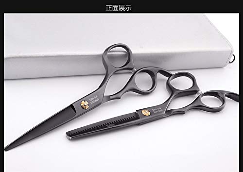 Tijeras de peluquería Tijeras de adelgazamiento de corte de peluquería de Japón, color negro, tijeras de peluquería con estuche Set de tijeras de peluquería (UnitCount : Five sets)