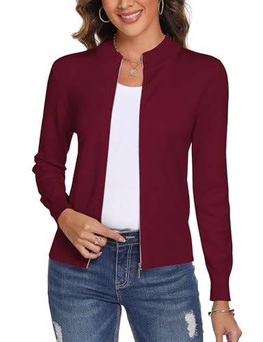 Aottori Strickjacke Damen Kurz mit Reißverschluss Strickjacken Cardigan...