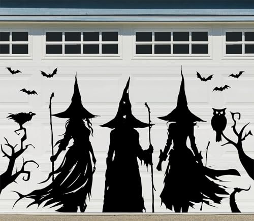 JarThenaAMCS 18Pcs Halloween Garage Decoration Magnet Stickers Black Witch Bat Owl Refrigerator Decals for Home Party Garage Door Car