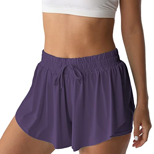 Image of Flowy Athletic Shorts for Women Running Tennis Butterfly Shorts Girls 2-in-1 Double Layer Quick-Drying Comfy Shorts