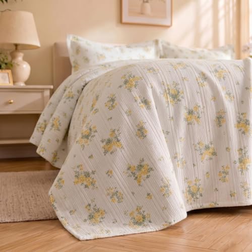 Image of SANMARINO Cloud Cotton 210 TC King Size Bedsheet with 2 Pillow Covers | Ultra Soft & Breathable | Floral Design Bedding Set | Hotel-Quality Comfort for a Luxurious Sleep | 270 x 250 cm | Olive Meadow