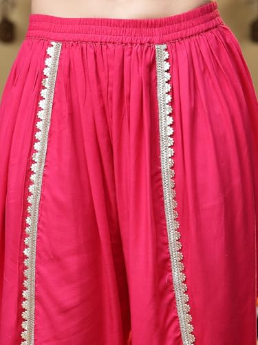 Image of Stylum Women's Solid & Embroidered Rayon A-Line Kurti Dhoti Pant Set