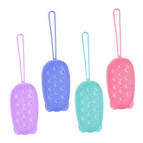 MAGICLULU Juego de 4 Cepillos de Ducha de Silicona de Doble Cara para Limpieza Corporal Masaje y Exfoliación Unisex para Adultos Tamaño Compacto y Duradero Adecuado para Baño y Viaje