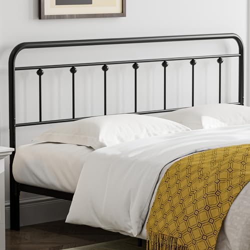KZNGK Black Metal King Size Headboard Height Adjustable Farmhouse Victorian Wrought Iron Headboards Only for Bedroom