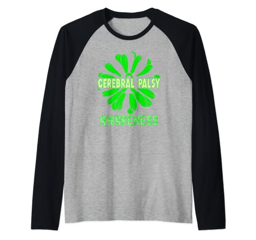 Cinta de concienciación de parálisis cerebral de girasol Camiseta Manga Raglan