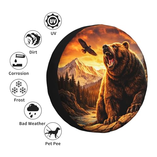 Image of Wild Bear Spare Tire Cover - Funny Wheel Protectors Waterproof Universal Wheel Cover for SUV Rv Travel Trailer Camper Truck 15 Inch