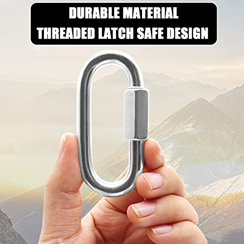 Anvin 2 Pack Quick Link M8 5/16 Inch Heavy Duty Carabiner D Shape Chain Links 1500Lb Capacity Repair Utility Links Safety Chain Connector For Camping Outdoor Equipment Locking Hammocks Harness Leash #TOP3