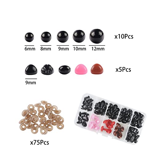 Jaimela Occhi e Nasi per Bambole Sicurezza Nero