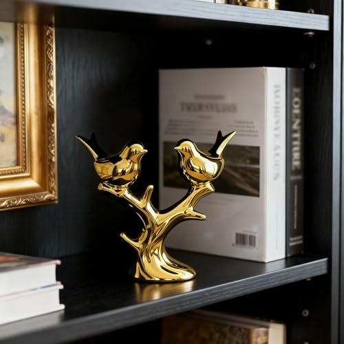 Statue d'oiseau dorée en céramique, le cadeau idéal pour pendaison de crémaillère - 3