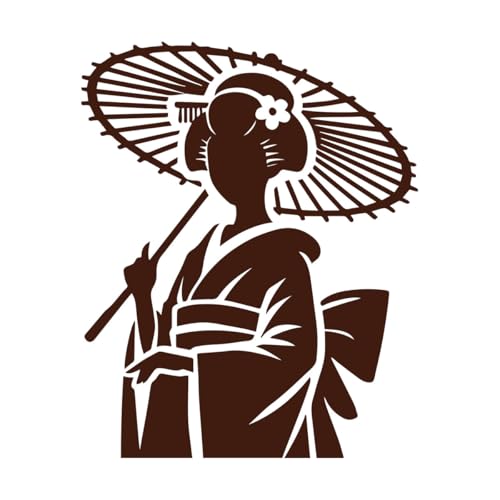 imagen de una mujer con kimono Calcomanías de pared de vinilo 41x50.7cm Personalización personalizada Café