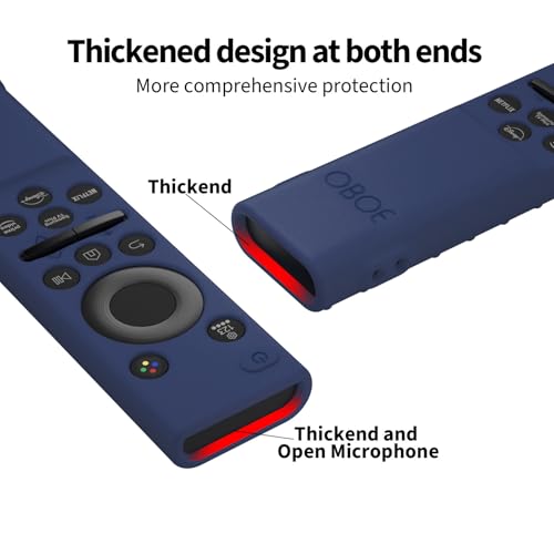 Image of OBOE Silicone TV Remote Cover for Samsung BN59-01311, Dark Blue | Compatible with Samsung Smart QLED TV, Open Key Protective Case, Includes Loop, Remote Not Included