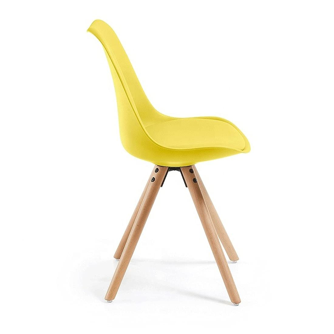 Durable Heavy-Duty Dining Chair with Padded Cushion Seat & Wooden Legs | Modern Backrest Chair for Home, Dining, Café, Restaurant | Yellow (Set of 2) 1