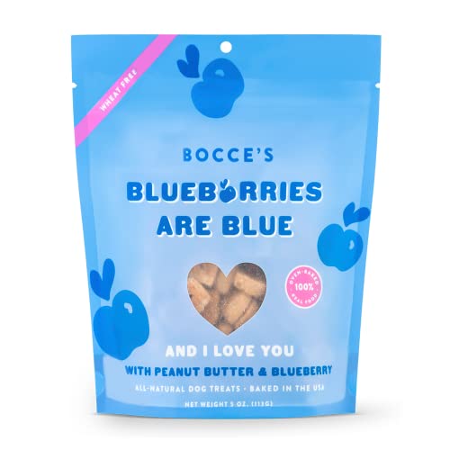 Bocce's Bakery All-Natural, Seasonal, Blueberries are Blue Dog Treats, Wheat-Free, Limited-Ingredient Crunchy Biscuits Inspired by Valentine's Day, 5 oz Bag