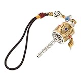 Healeved Buddhistisches Gebetsrad Auto Hängedekoration Tibetischer Schutzanhänger Vintage Feng Shui Amulett für Fahrzeuginnenraum