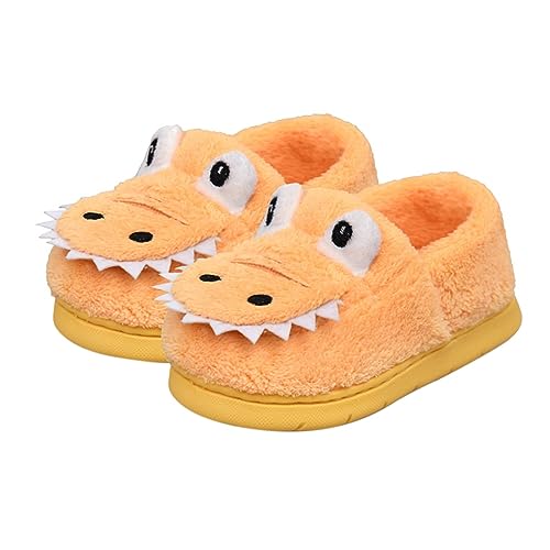 Unisex-Child Plush Faux 𝐅𝐮𝐫 Slip on House Slippers Boys Girls Cow 𝐂rocodile Style Indoor Holiday Slippers