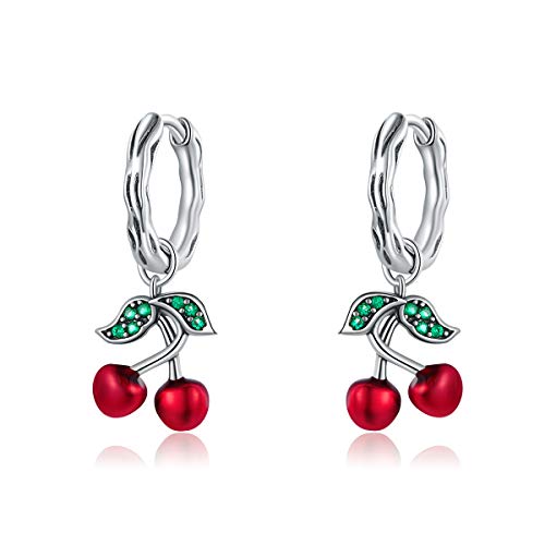 Boucles d'oreilles en argent sterling 925 véritable cerise douce haut de gamme