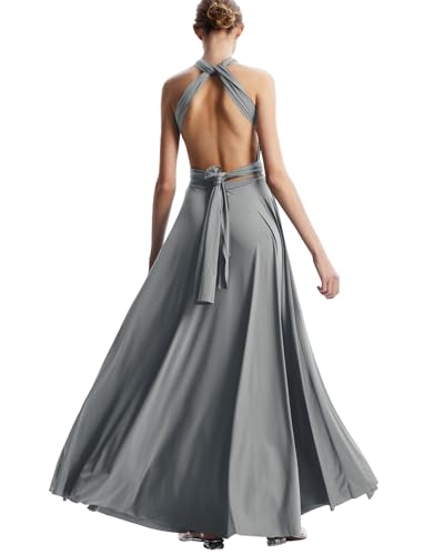 Image of Multi-Way Wrap Infinity Maxi Dress for Bridesmaids & Wedding Guest | 31 Colors for All Wedding Themes, One Size & Plus, 1 Dress for Any Events, Evening, Prom, Gala, Non-See-Through, Wrinkle-Free