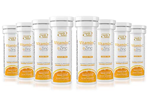 Signify Nature Vitamin C 1000mg  Immunity Booster Vitamin C with Zinc, Sugar Free Effervescent Tablets, Antioxidant, Immune Support - 80 Tablets for 80 Days Supply
