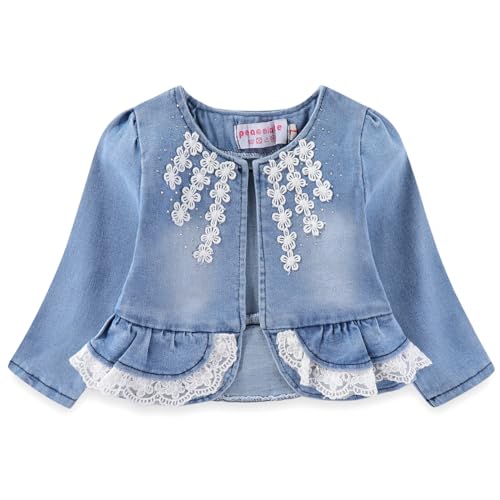 Image of Peacolate 6M-4Years Spring Fall Baby Girls Clothing Set 3pcs Long Sleeve Dress Denim Jacket and Jeans