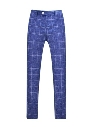 Pantalon de costume à carreaux coupe droite et devant plat sans plis