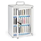 Handy Aufbewahrungsbox 12/24/36/48/60 Slots Aluminiumlegierung Abschließbar Militärschule Klassenzimmer Lagerung Schrank Mit Griff Für Klassenzimmer Büro Prüfung(Silver-B,24)