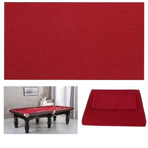 8' Pool Table Felt w/ 6 Cloth Strips, Pre Cut Billiard Table Cloth Felt (8FT-Red)