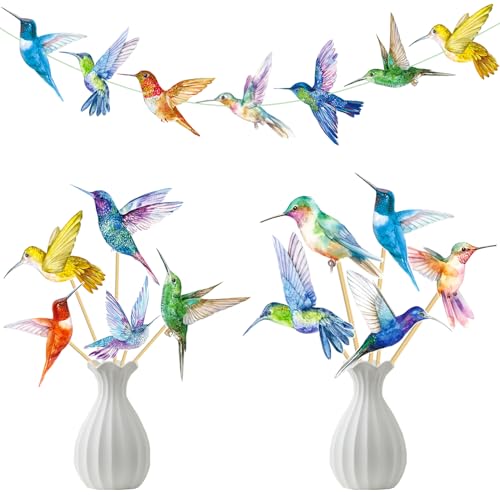 Image of Hummingbird Centerpiece Sticks Hummingbird Birthday Party Decorations 14PCS Birds Table Toppers Bird Party Centerpieces for Spring Summer Theme Party Supplies