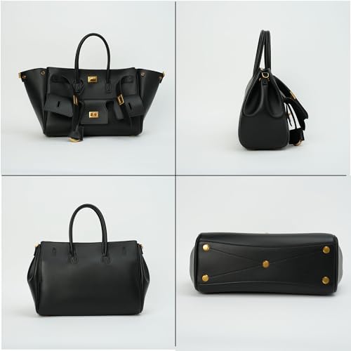 Image of Genuine Leather Cowhide Top Handle Bag, Luxury Slouchy Design for Women and Men, Work Commuter Fashion