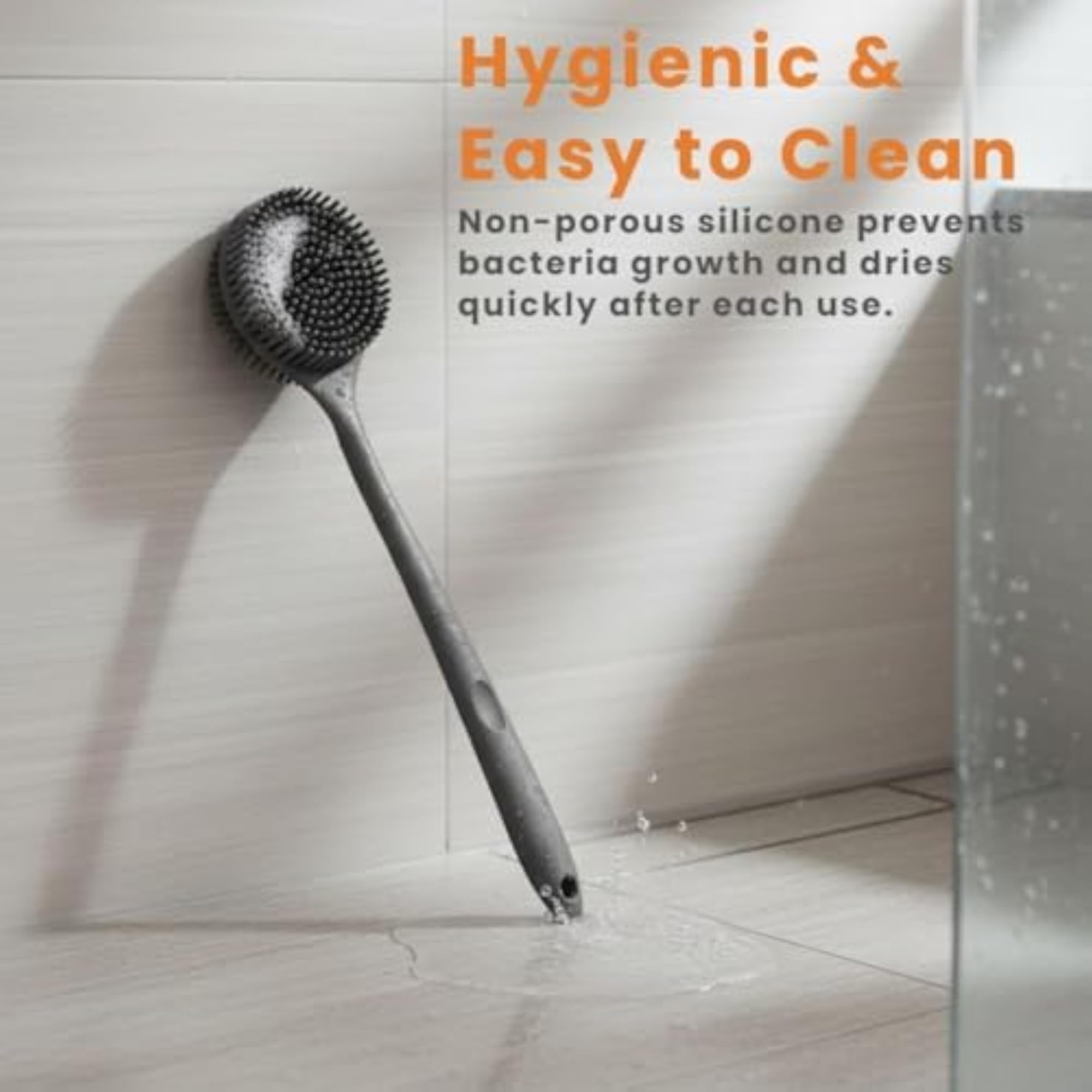 Soft Silicone Back Scrubber with Long Handle