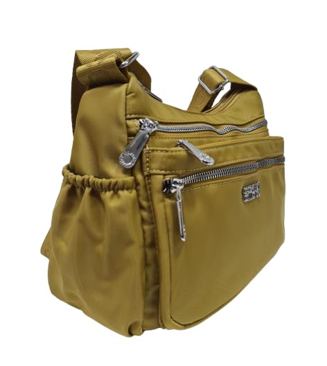 COVERI COLLECTION Borsa a Tracolla in Nylon, 3 Scomparti, Leggera, Tasche Multiple con Zip, Art. 5050-4 Dimensioni 26x20x10 cm