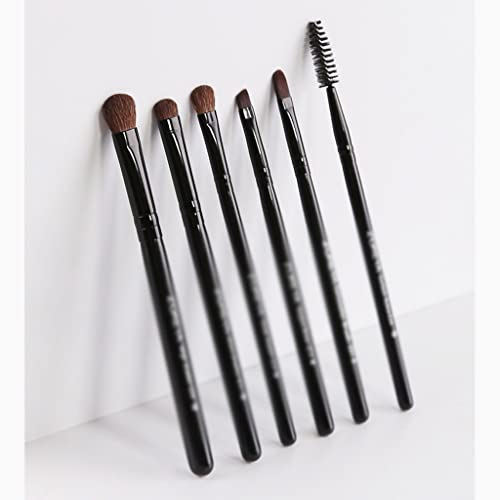 Pinceau de maquillage pour ombres à paupières avec manche en bois noir en lot de 6 outils