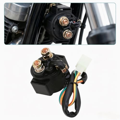 Relé Solenoide de Arranque para Motocicleta, Resistente a Sismos, Antidesprendimiento, Relé Motor 12V, Resistente al Agua y al Calor, Universal para Motocicletas, Karts y Scooters (Negro) miniatura 1