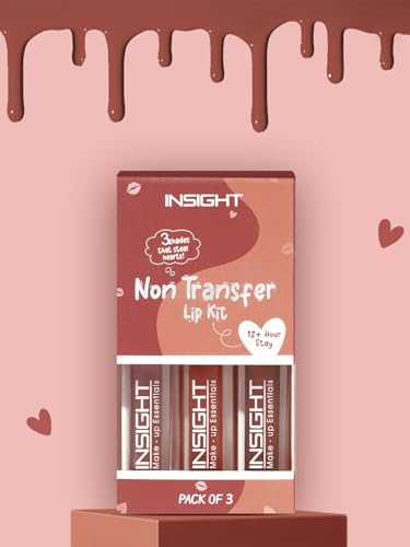 Image of INSIGHT Non Transfer Liquid Lipstick Kit - Nudes (Pack of 3) | Waterproof | Matte Finish | Transfer & Smudge Proof | Lightweight | 12 Hr Wear| Highly Pigmented 12 g