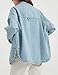 Boyfriend Shirts for Women Denim Jacket Lapel Button Up Long Sleeve Jean Jacket with Pockets