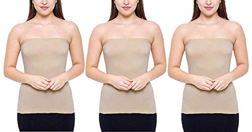 Image of Women's /Girl's Strapless Stretchable Long Bandeau Tube Top Camisole Free Size