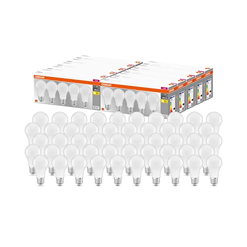Osram LED-Lampe, Sockel: E27, Warm White, 2700 K, 8,50 W, Ersatz für 60-W-Glühbirne, matt, LED BASE CLASSIC A, 10 x 5er-Pack – Ansicht 1