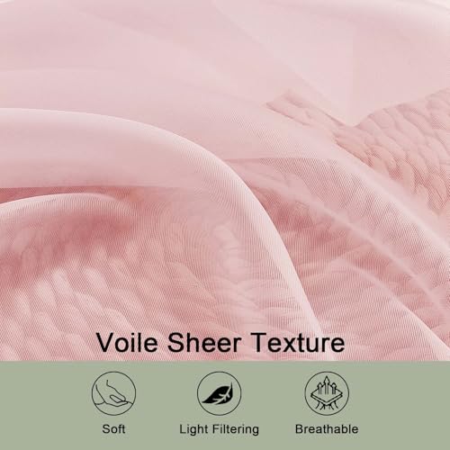 Image of OWENIE Sheer Curtains 84 Inches Long 2 Panels Set, Sheer Blush Curtains for Living Room Bedroom 59 Inch Extra Wide, Modern Voile Filmy Rod Pocket Drapes, 2 Pcs, Each 59 W x 84L, Blush