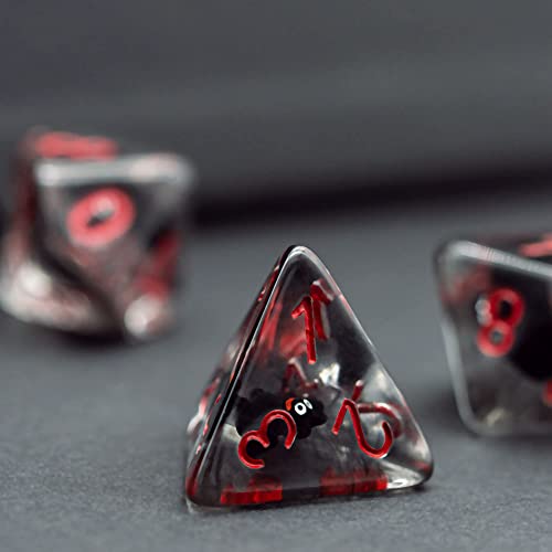 Image of cusdie 7-Die DND Dice, Polyhedral Dice Set Filled with Animal, for Role Playing Game Dungeons and Dragons D&D Dice MTG Pathfinder (Bat)