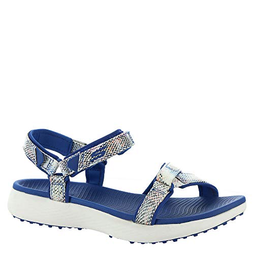 Skechers Women's 600 Spikeless Golf Sandal Shoe, Blue/Multi Snake Print, 8
