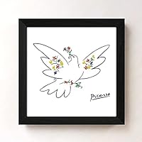 Amazon.co.jp: ピカソ 花と鳩 正方形アート フレーム付き