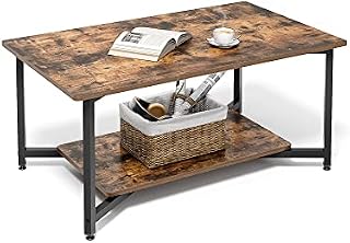 JOISCOPE Coffee Table with Open Shelf for Spacious Storage,2-Tier Industrial-Style Coffee Desk, Living Room Shelf(Vintage Oak Finish)