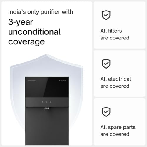 Image of Native M3 Water Purifier by Urban Company | Longest Filter Life, No Service for 3 Years, Unconditional Warranty | Preset Touch Dispensing | 10-Stage RO+UV+CU+Alk+Mineralizer | Real-time Tracking