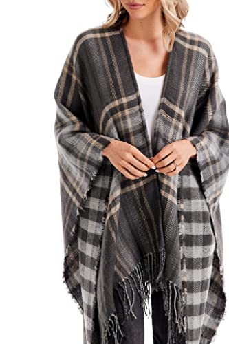 Mud Pie Women's Yvette Poncho, Dark Grey, One Size4