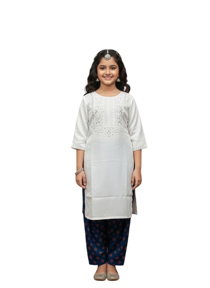 Aarika Girls Ethnic Wear White Colour Solid Cotton Blend Kurti - Review, Price and Buying Guide