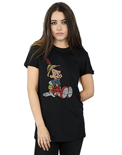 Preisvergleich Produktbild Disney Damen Pinocchio Classic Pinocchio Boyfriend Fit T-Shirt Small Schwarz
