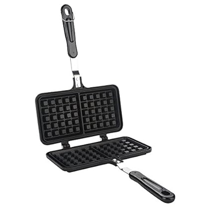 Agatige Herd Waffeleisen, doppelseitig nicht stockgusseisen Waffel Maker Camping Waffelpfanne für belgische Waffelnsandwiche -Totefalle Frühstück, 8,5 x 13,2 Zoll – Bild 5