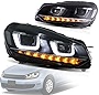 VLAND LED Headlight Assembly Fit for Volkswagen Golf MK6 2010 2011 2012 2013 2014(NOT fit GOLF 6 GTI&R), Front Lights with DRL Sequential Turn Signal, W/O Demon Eyes Headlamps