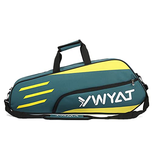 UNISTRENGH 3 Racket Tennis Bag with Adjustable&Detachable Shoulder Strap, Super Roomy Lightweight Waterproof Racquet Bag for Tennis, Badminton (Bluish yellow)