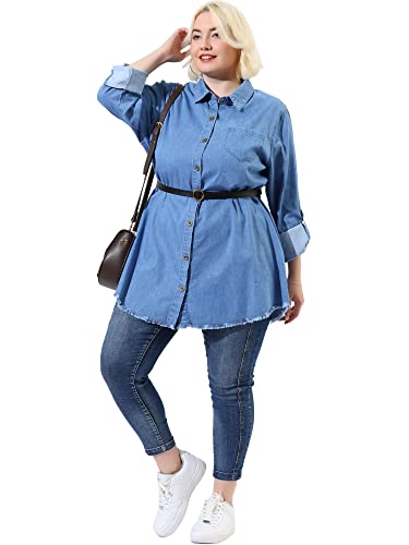 Agnes Orinda Plus Size Shirts for Women Chambray Top Button Down Denim Shirts Tops 20253